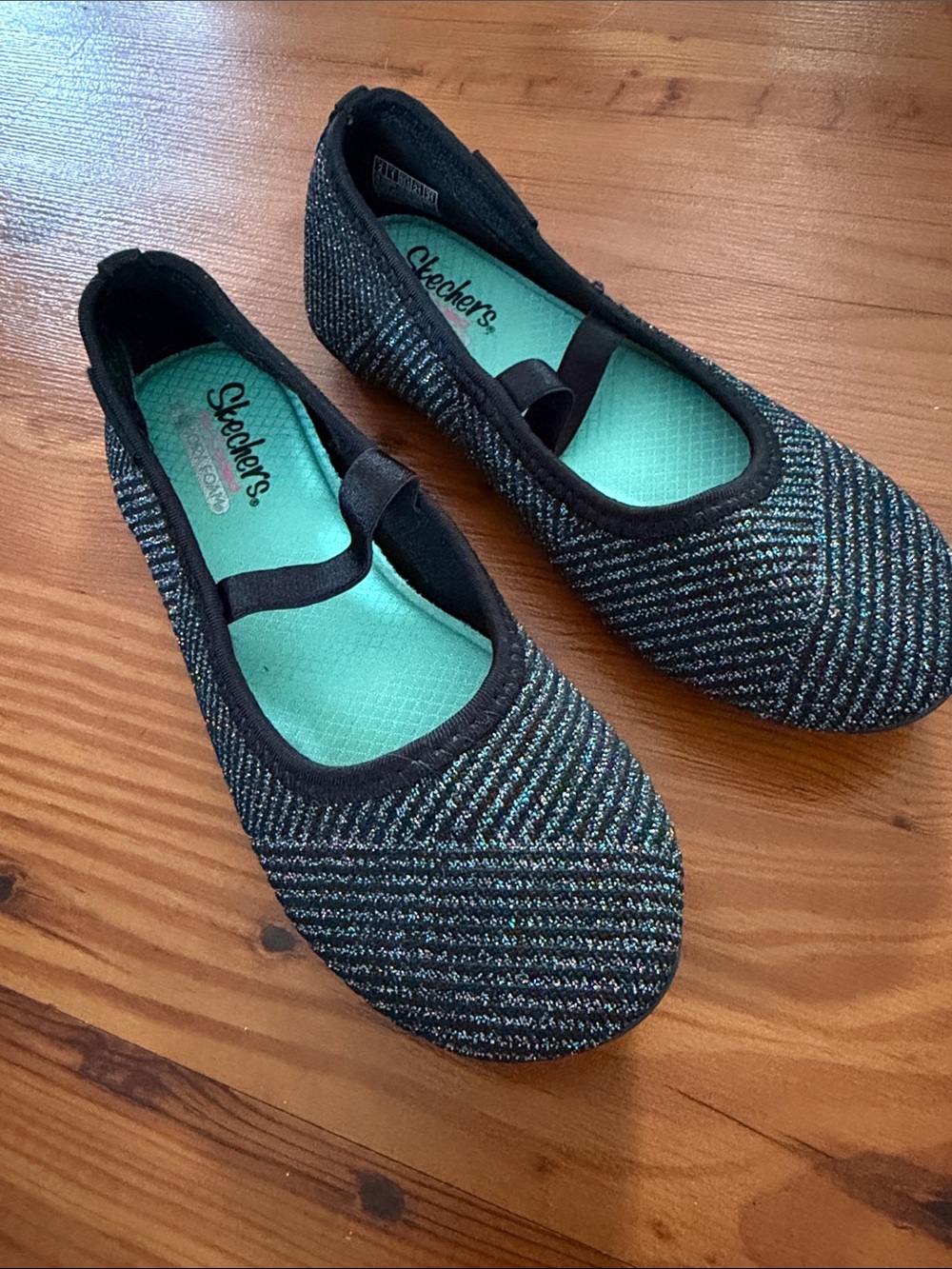 Skechers Black Multi-Glitter Mary Jane Flats